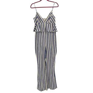 BCBG Generation Women's Size 8 Jumpsuit Gardenia Peplum Sleeveless Stripe Romper